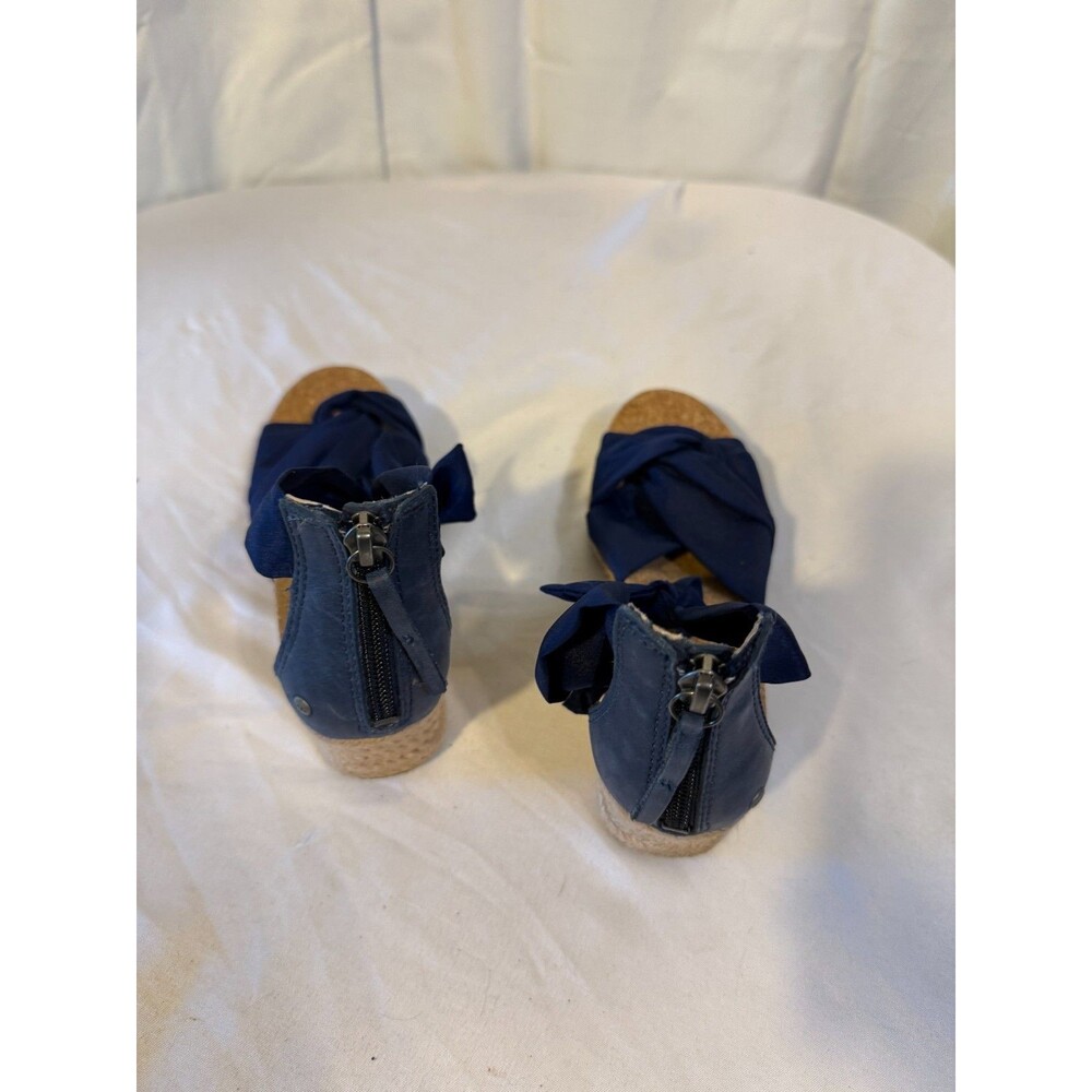 Ugg Navy Ankle Strap Sandals Women's 7.5 Wedge Shoes Heels Coquette Cottagecore - Picture 4 of 5